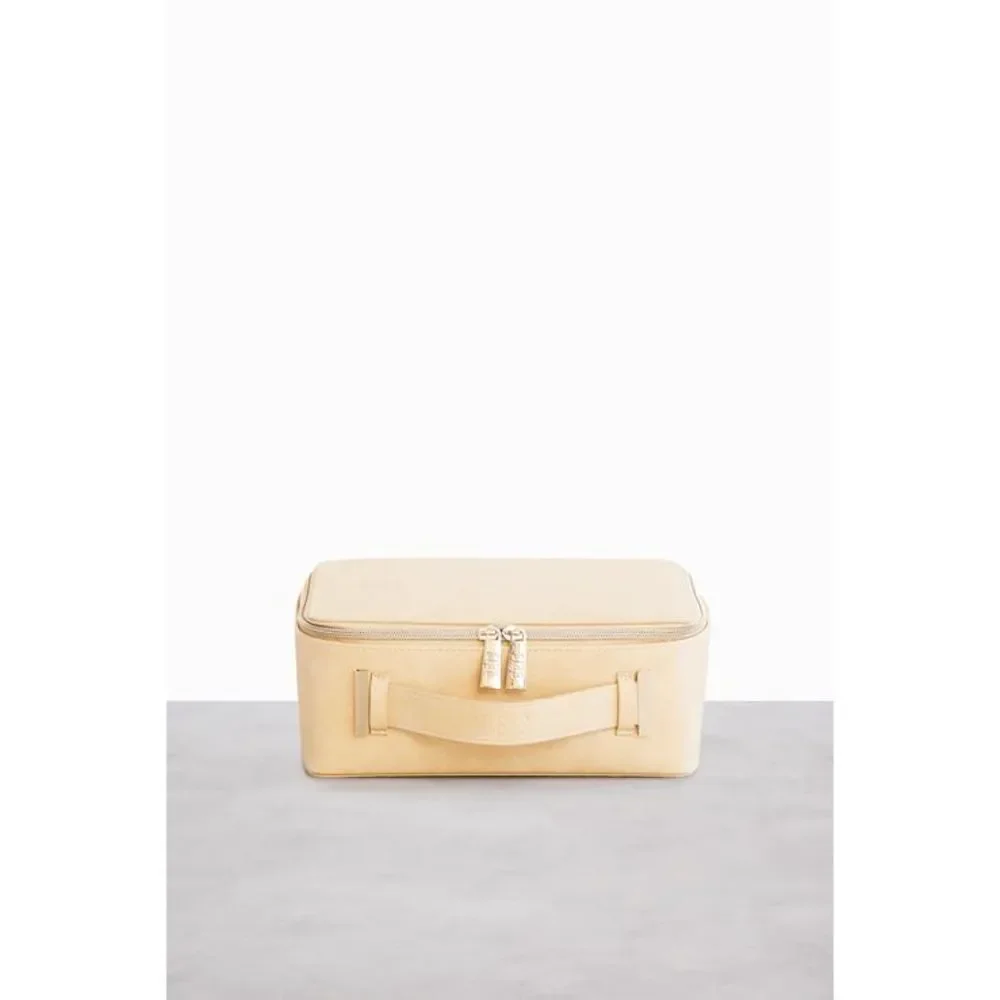 NWT Beis Faux Leather Vegan Cosmetic Case in Beige
